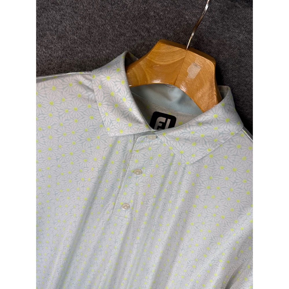 Footjoy Golf Polo Shirt Daisy Print Short Slv Performance Mens Size XL Night Out